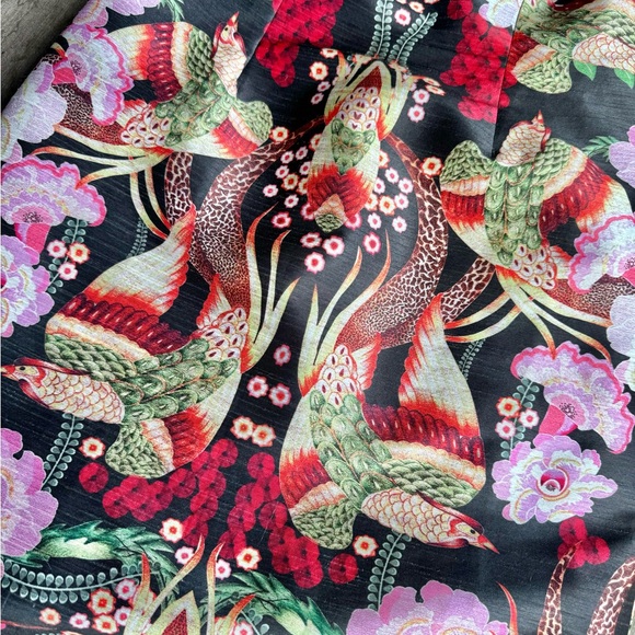 Anthropologie Payal Pretap Black Floral Satin Sleeveless Dress w. Zipper Back - Picture 4 of 8